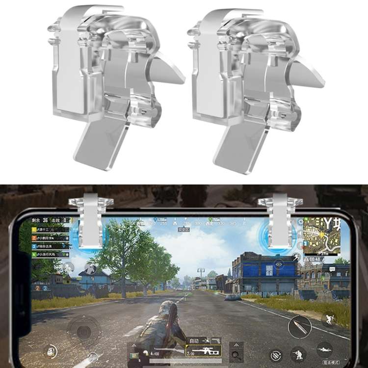 S4 Metal Press Eat Chicken Mobile Phone Trigger Shooting Controller Button Handle (Transparent)