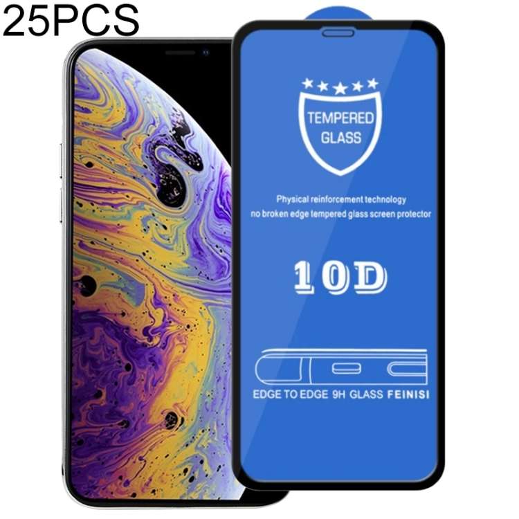 For iPhone 11 Pro / XS / X 25pcs 9H 10D Full Screen Tempered Glass Screen Protector