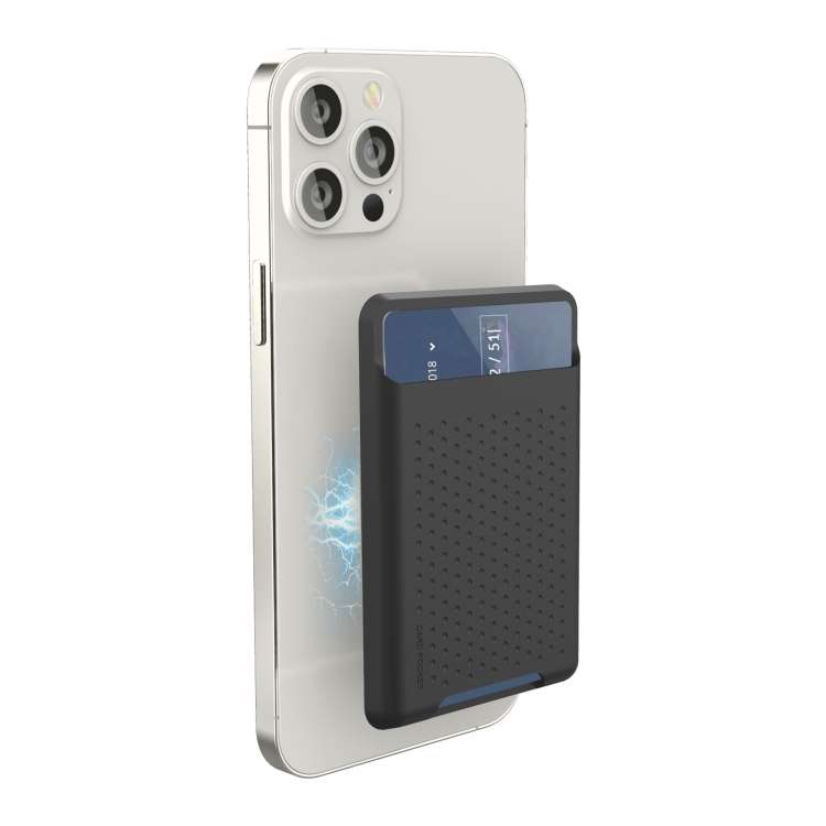 For iPhone 13 Series / iPhone 12 Series Silicone Wallet Pouch Card Case Anti-degaussin ... (Black)