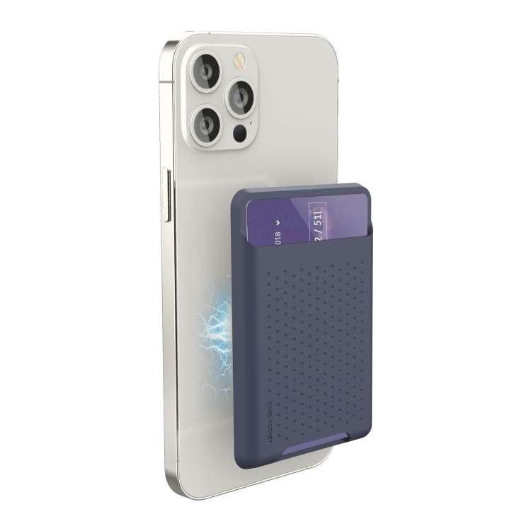 For iPhone 13 Series / iPhone 12 Series Silicone Wallet Pouch Card Case Anti-degaussing ... (Blue)
