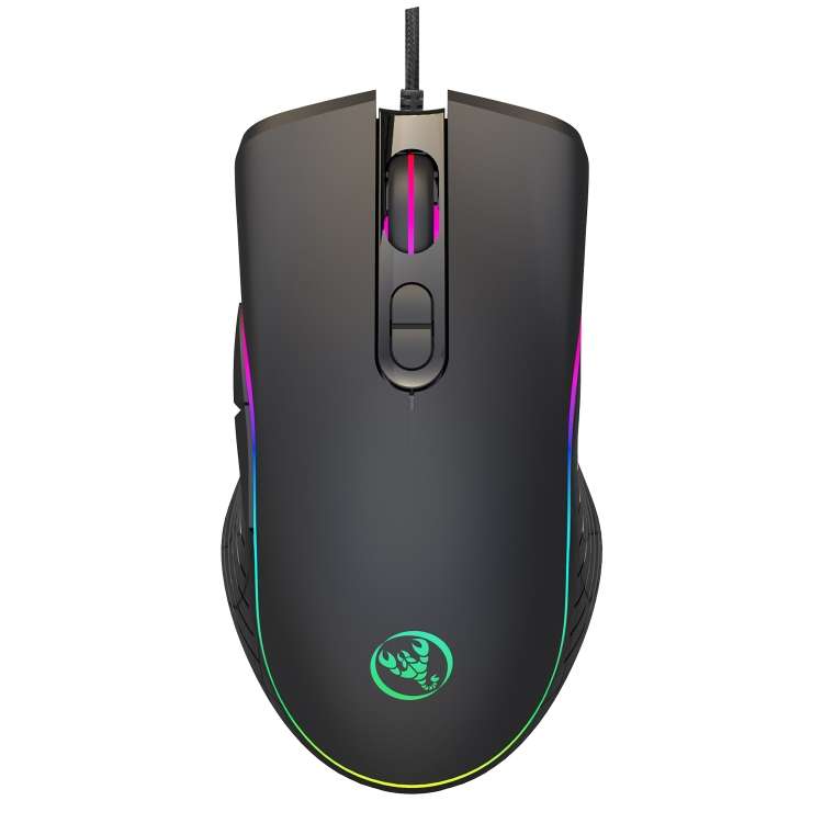 HXSJ A867 USB 6400DPI Four-speed Adjustable RGB Illuminate Wired E-sport Gaming Mouse, Length: 1.5