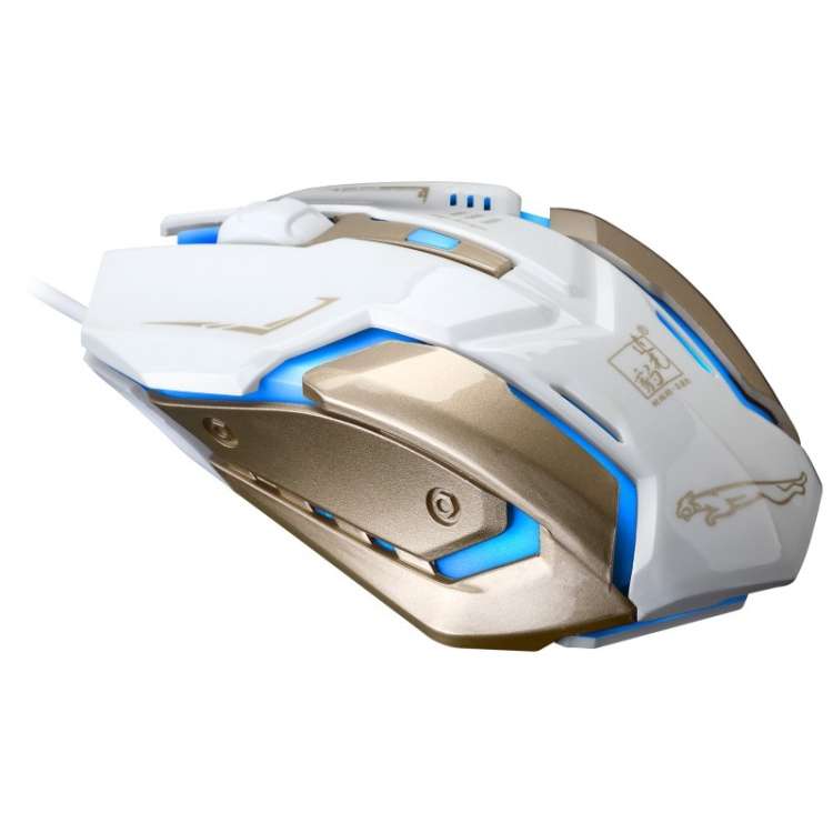 Chasing Leopard K1 USB 1600DPI Three-speed Adjustable LED Backlight Mute Wired Optical ... (White)