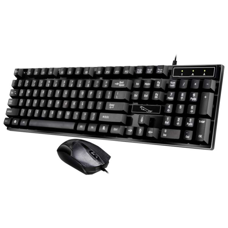 Chasing Leopard Q17 104 Keys USB Wired Suspension Gaming Office Keyboard + Wired Symme ... (Black)
