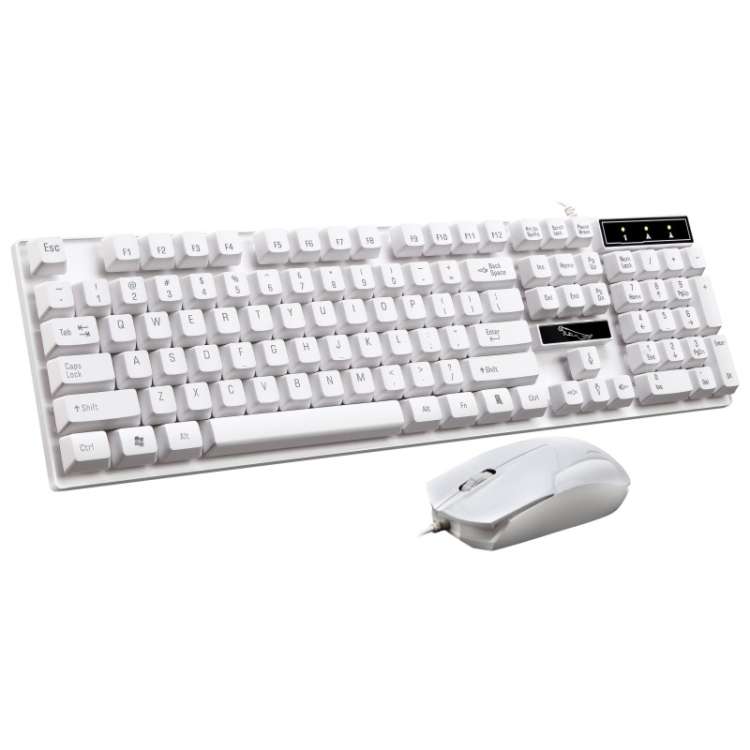 Chasing Leopard Q17 104 Keys USB Wired Suspension Gaming Office Keyboard + Wired Symme ... (White)