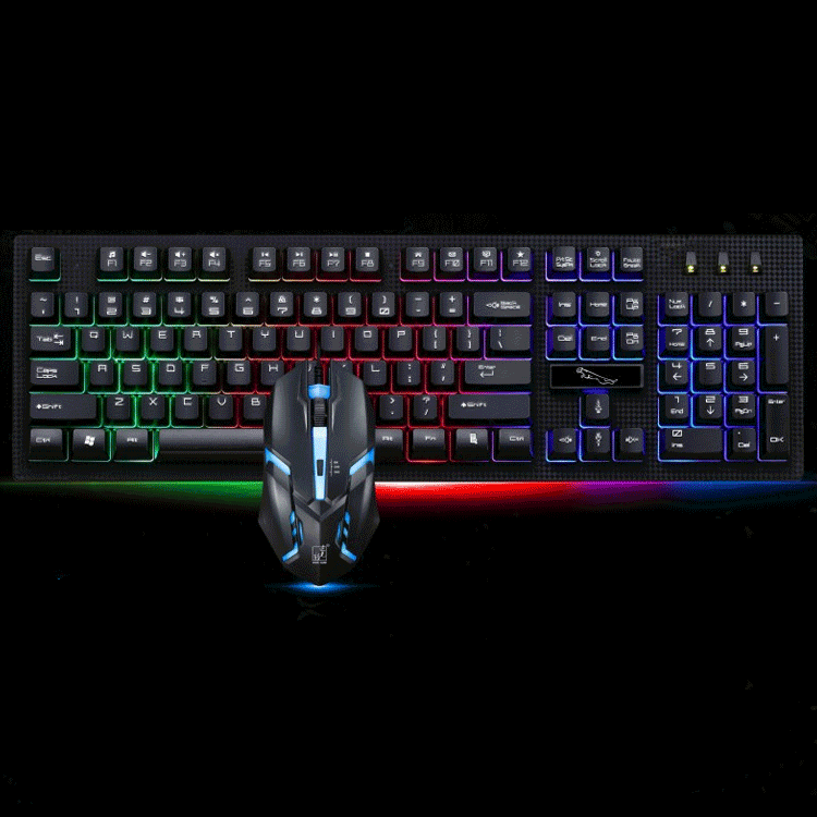 ZGB G20 1600 DPI Professional Wired Glowing Mechanical Feel Suspension Keyboard + Opti ... (Black)