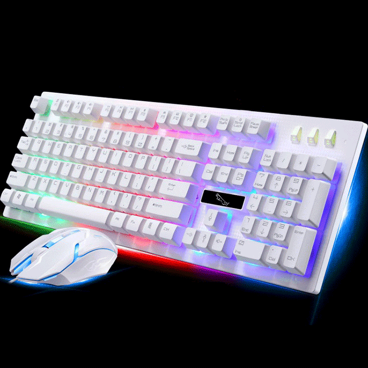 ZGB G20 1600 DPI Professional Wired Glowing Mechanical Feel Suspension Keyboard + Opti ... (White)