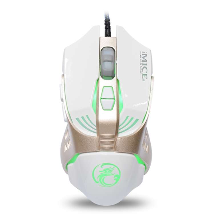 iMICE V5 USB 7 Buttons 4000 DPI Wired Optical Colorful Backlight Gaming Mouse for Comp ... (White)