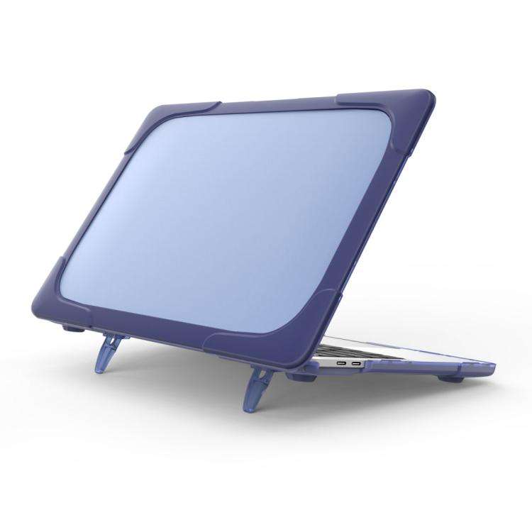 For Macbook Pro 13.3 inch (A1708) & with Touchbar (A1706) Laptop TPU + PC Folding ... (Dark Blue)