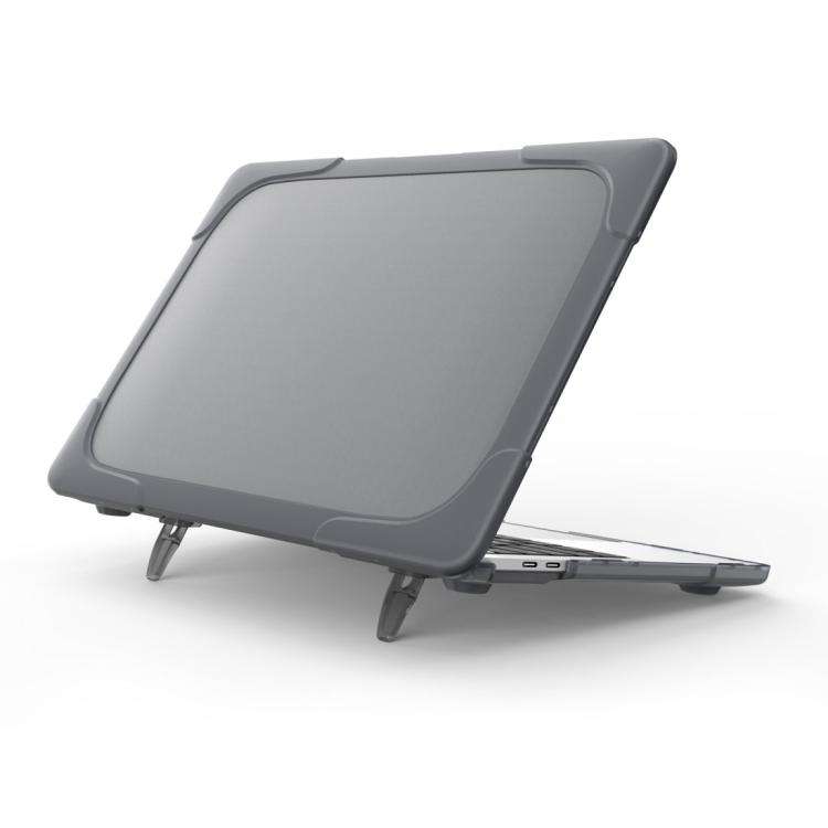 For Macbook Pro 13.3 inch (A1708) & with Touchbar (A1706) Laptop TPU + PC Folding Shock ... (Grey)