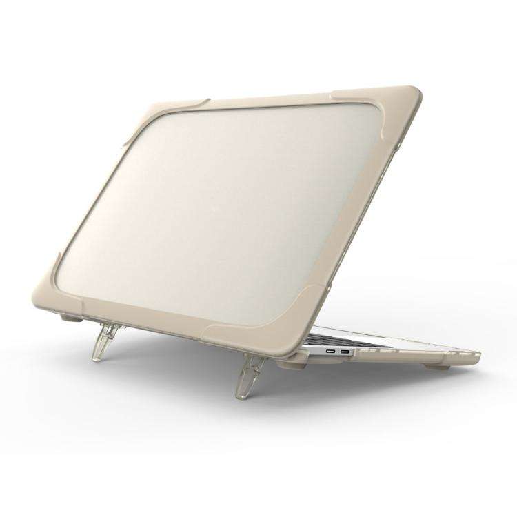 For Macbook Pro 13.3 inch (A1708) & with Touchbar (A1706) Laptop TPU + PC Folding Shoc ... (Khaki)
