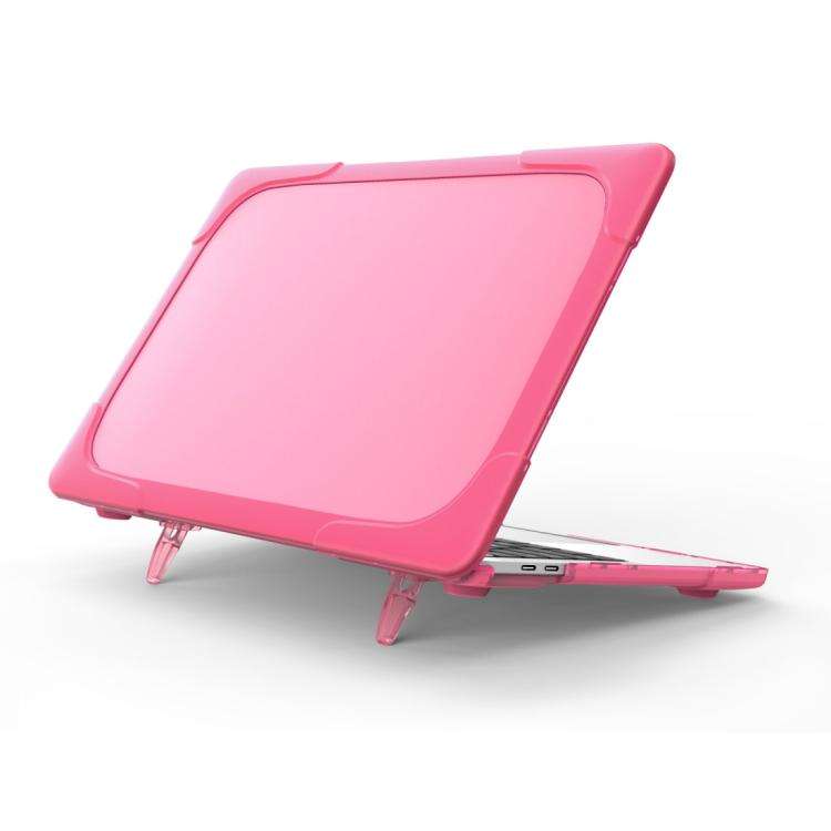 For Macbook Pro 13.3 inch (A1708) & with Touchbar (A1706) Laptop TPU + PC Folding Sh ... (Magenta)