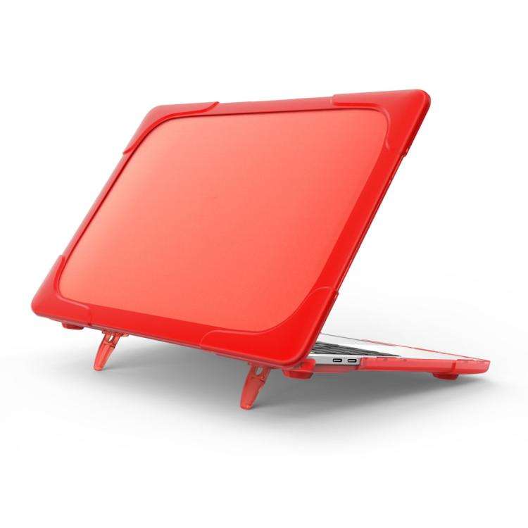 For Macbook Pro 13.3 inch (A1708) & with Touchbar (A1706) Laptop TPU + PC Folding Shockp ... (Red)