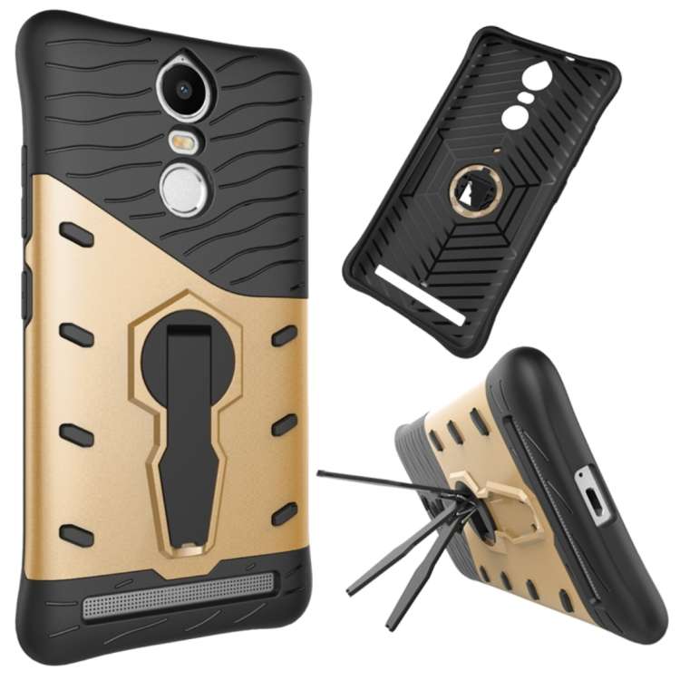 For Lenovo K5 Note Shock-Resistant 360 Degree Spin Tough Armor TPU+PC Combination Case ... (Gold)
