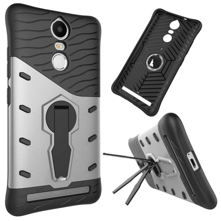 For Lenovo K5 Note Shock-Resistant 360 Degree Spin Tough Armor TPU+PC Combination Cas ... (Silver)