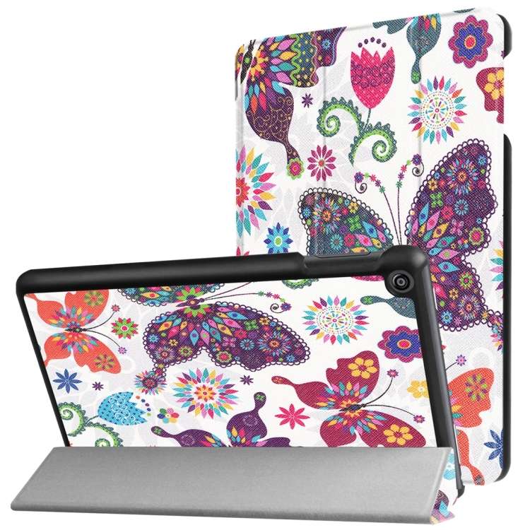 For Amazon Fire HD 8 (2017) Butterfly Pattern Horizontal Deformation Flip Leather Case with Three-