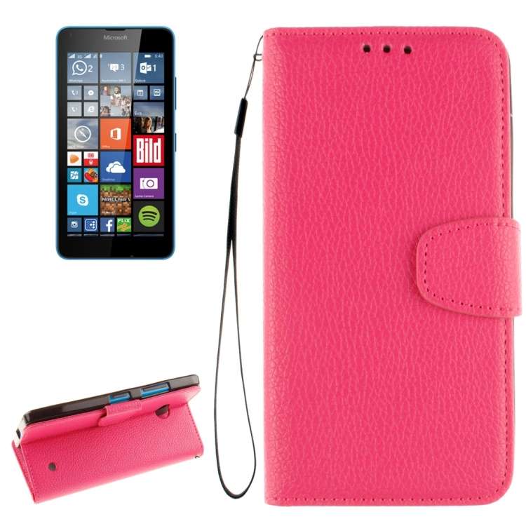 For Microsoft Lumia 640 Litchi Texture Horizontal Flip Leather Case with Holder & Ca ... (Magenta)