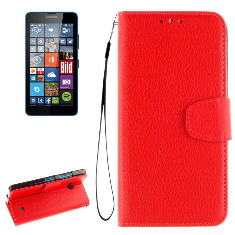 For Microsoft Lumia 640 Litchi Texture Horizontal Flip Leather Case with Holder & Card S ... (Red)