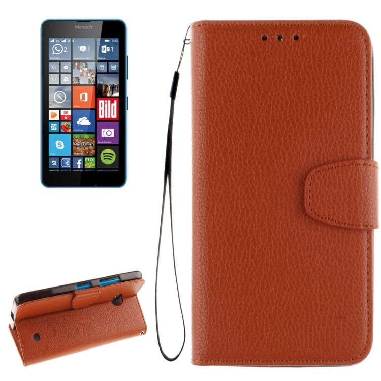 For Microsoft Lumia 640 Litchi Texture Horizontal Flip Leather Case with Holder & Card ... (Brown)