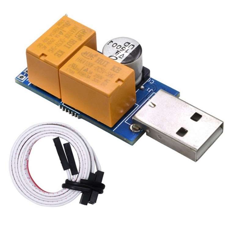 USB Watchdog Card Double Relay Unattended Automatic Restart Blue Screen Crash Timer Reboot for 24H
