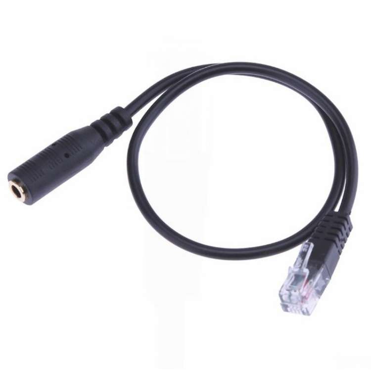 3.5mm Jack to RJ9 PC / Mobile Phones Headset to Office Phone Adapter Convertor Cable ... (Black)