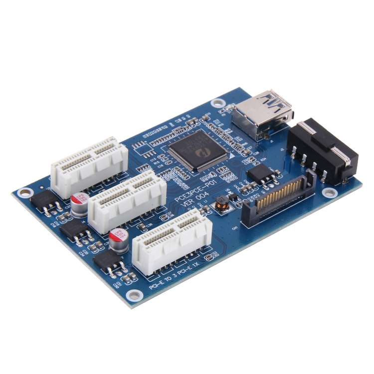 PCI-E 1 to 3 PCI Express 1 Slots Riser Card 3 PCI-E Slot Adapter PCI-E Port Multiplier ... (Blue)