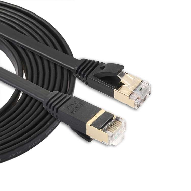 3m CAT7 10 Gigabit Ethernet Ultra Flat Patch Cable for Modem Router LAN Network - Buil ... (Black)