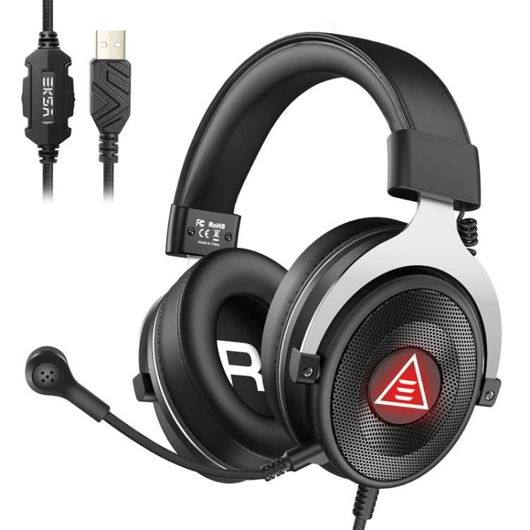 EKSA E900 PLUS 7.1 Gaming Wire-Controlled Head-mounted USB Luminous Gaming Headset wit ... (Black)
