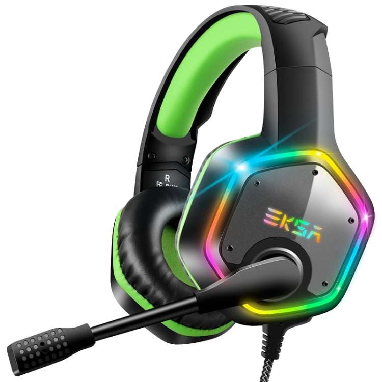 EKSA E1000 7.1-channel USB RGB Luminous Gaming Wire-controlled Headset with Micr ... (Green Black)