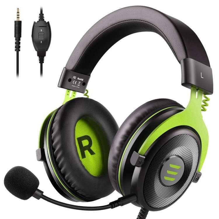 EKSA E900 Standard 3D Surround Gaming Wire-Controlled Head-mounted USB Luminous Gaming ... (Green)