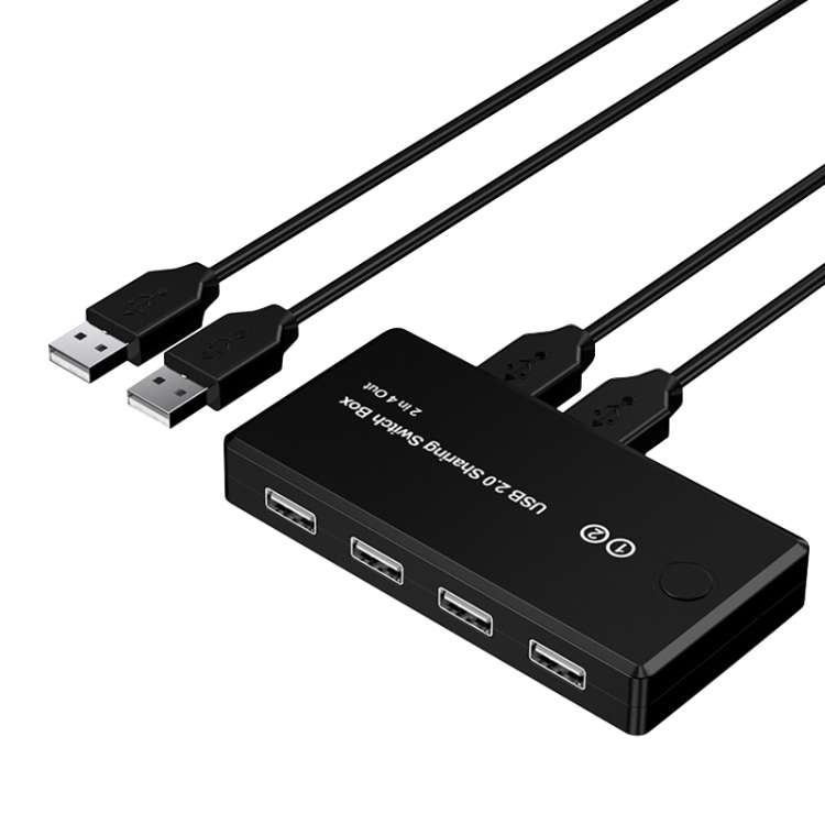 HW-1509 2 in 4 Out USB 2.0 Printer Sharing Switch(Black)