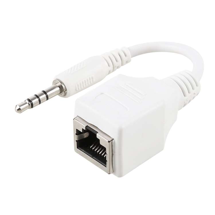 CAT5 RJ45 Socket to 3.5mm 4 Pole Male Plug Audio Ethernet LAN Network Adapter, Total Length: about