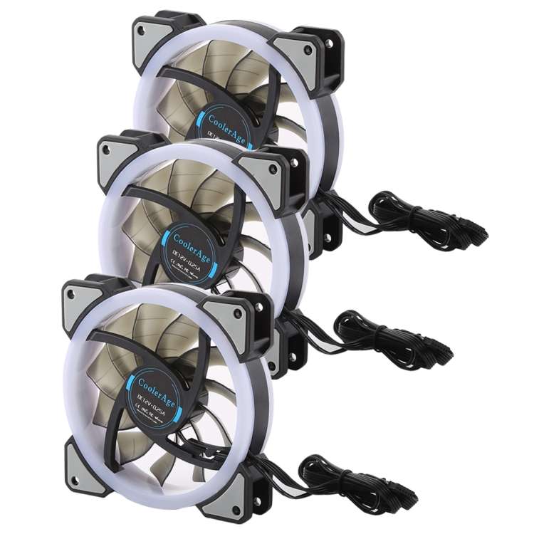 3 PCS CoolerAge DC 12V - 0.25A 2500PRM Remote Cotrol Computer Cooler Cooling Case Fan with Adjust