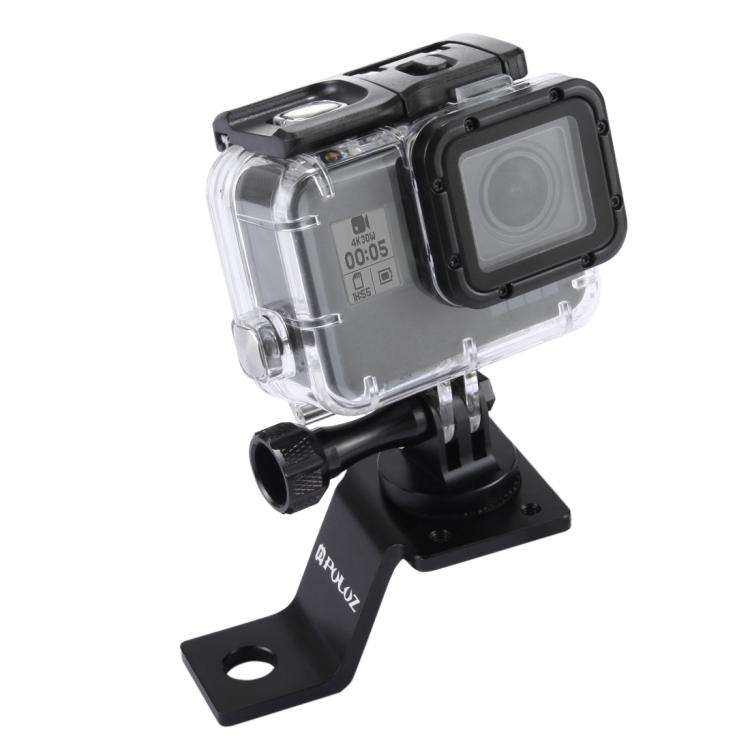 PULUZ Aluminum Alloy Motorcycle Fixed Holder Mount with Tripod Adapter & Screw for GoP ... (Black)
