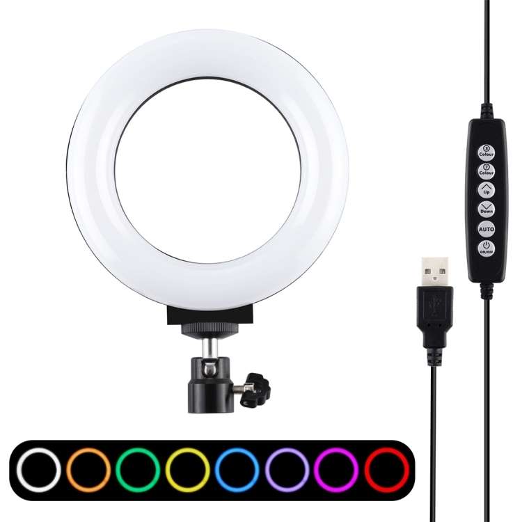 PULUZ 4.7 inch 12cm Curved Surface USB 10 Modes 8 Colors RGBW Dimmable LED Ring Vloggi ... (Black)