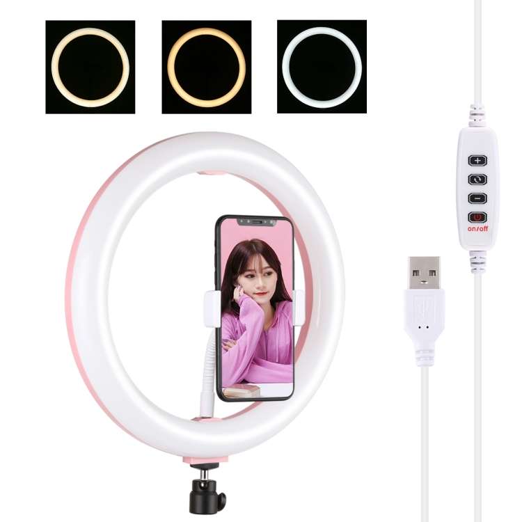 PULUZ 10.2 inch 26cm USB 3 Modes Dimmable Dual Color Temperature LED Curved Diffuse Lig ... (Pink)