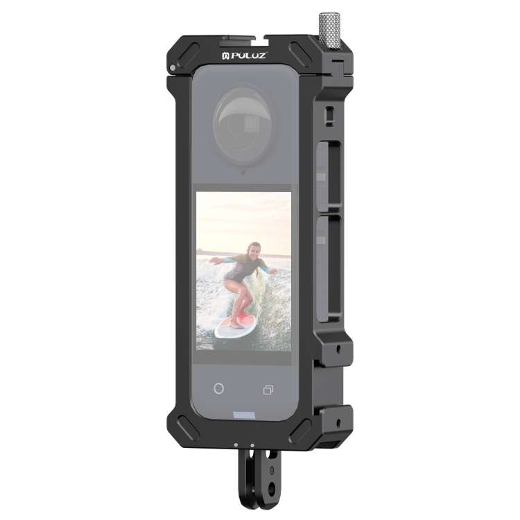 For Insta360 X4 PULUZ Metal Protective Cage Rig Housing Frame with Expand Cold Shoe Ba ... (Black)