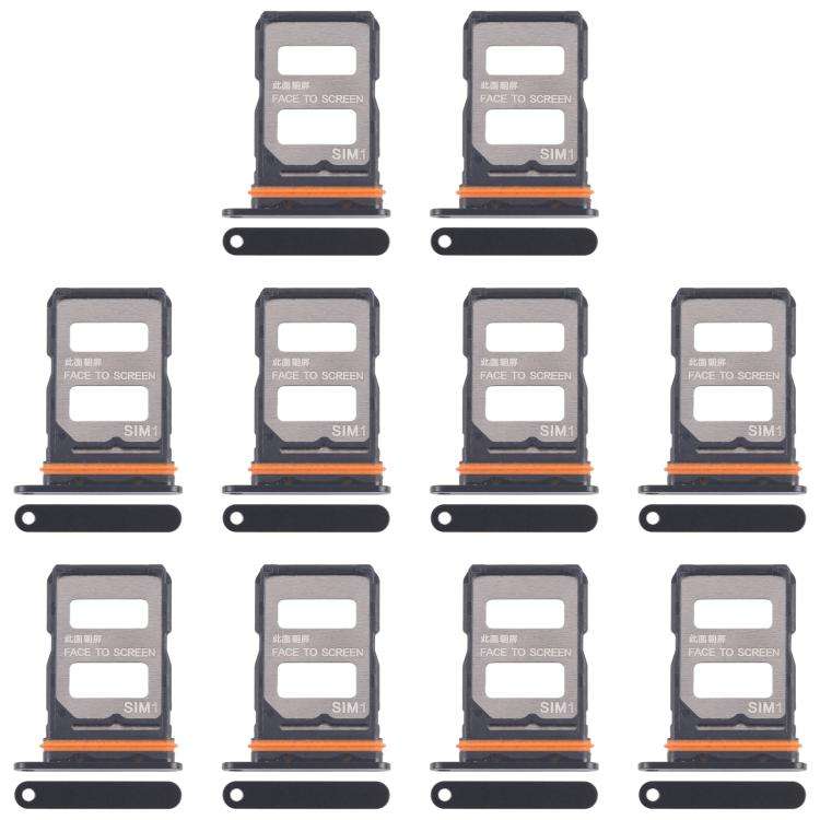 For Xiaomi 14T Pro 5G 10pcs Original SIM Card Tray + SIM Card Tray (Black)