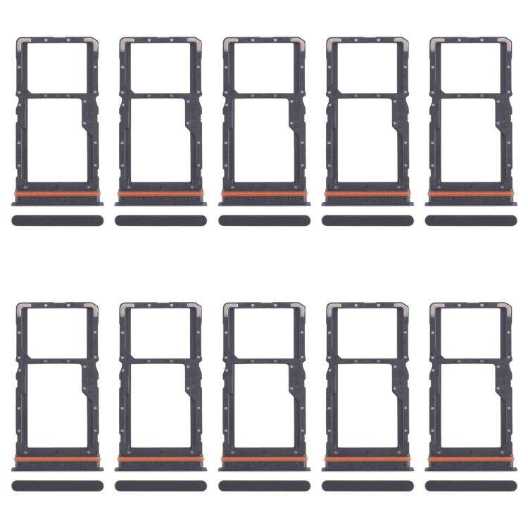 For Xiaomi Redmi 13 5G 10pcs SIM Card Tray + SIM Card Tray / Micro SD Card Tray (Black)