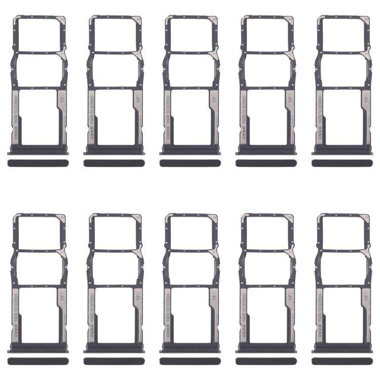 For Xiaomi Redmi 13C 5G 10pcs SIM Card Tray + SIM Card Tray + Micro SD Card Tray (Black)