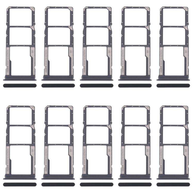 For Xiaomi Redmi 14C 5G 10pcs SIM Card Tray + SIM Card Tray + Micro SD Card Tray (Black)