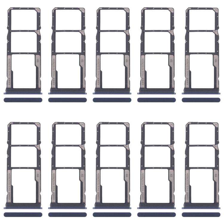 For Xiaomi Redmi 14C 5G 10pcs SIM Card Tray + SIM Card Tray + Micro SD Card Tray (Blue)