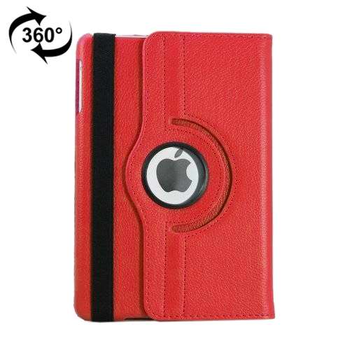 For iPad 9.7 (2018) & iPad 9.7 (2017) & Air 2 & Air 360 Degree Rotation Litchi Texture L ... (Red)
