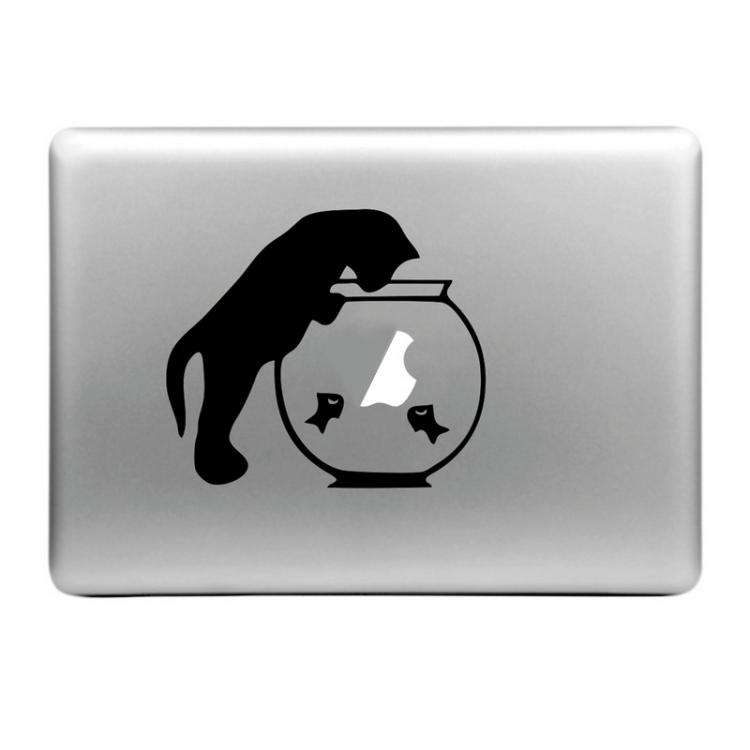 Hat-Prince Cat and Fishbowl Pattern Removable Decorative Skin Sticker for MacBook Air / Pro / Pro