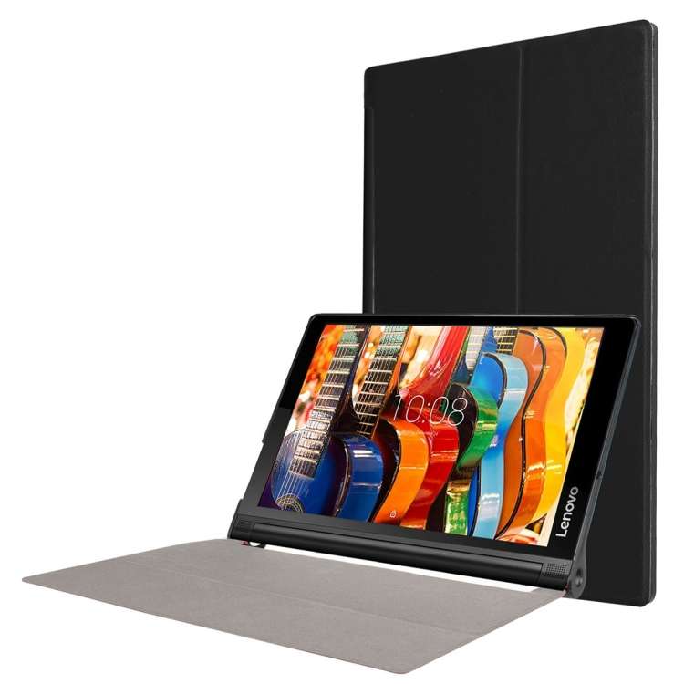 Custer Texture Horizontal Flip Solid Color Leather Case with Three-folding Holder for ... (Black)