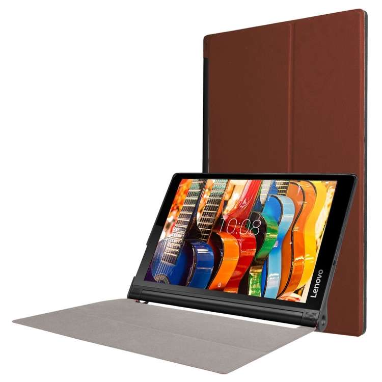 Custer Texture Horizontal Flip Solid Color Leather Case with Three-folding Holder for ... (Coffee)