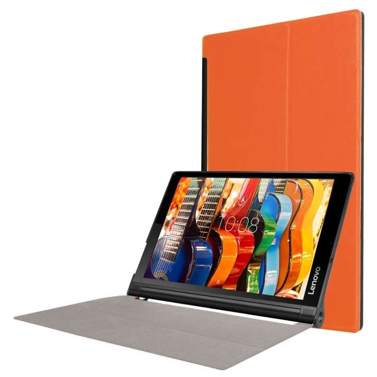Custer Texture Horizontal Flip Solid Color Leather Case with Three-folding Holder for ... (Orange)