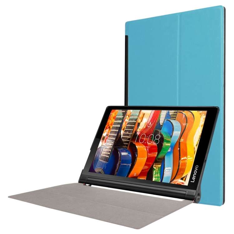 Custer Texture Horizontal Flip Solid Color Leather Case with Three-folding Holder for L ... (Blue)