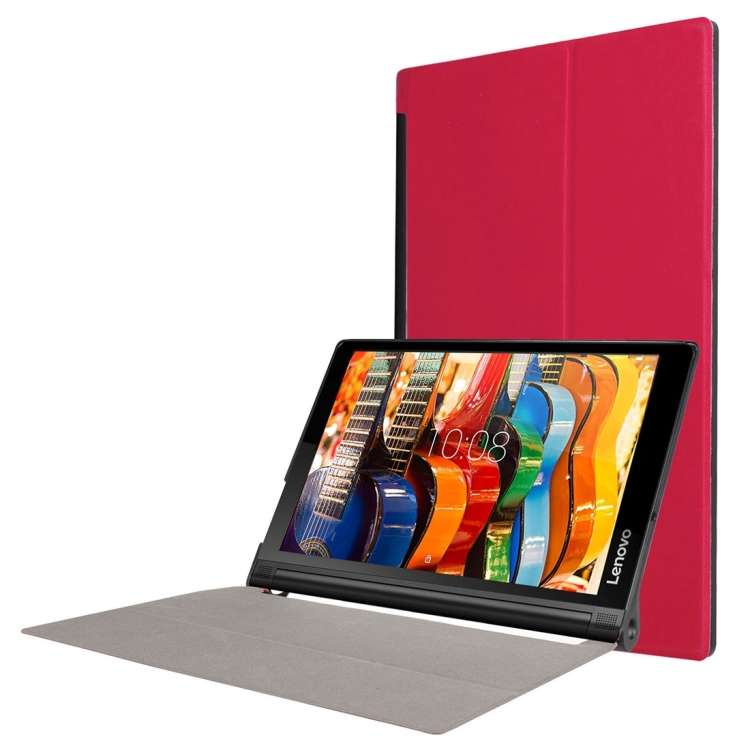 Custer Texture Horizontal Flip Solid Color Leather Case with Three-folding Holder for Le ... (Red)