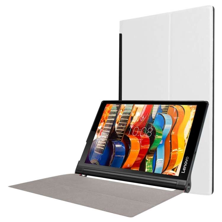 Custer Texture Horizontal Flip Solid Color Leather Case with Three-folding Holder for ... (White)