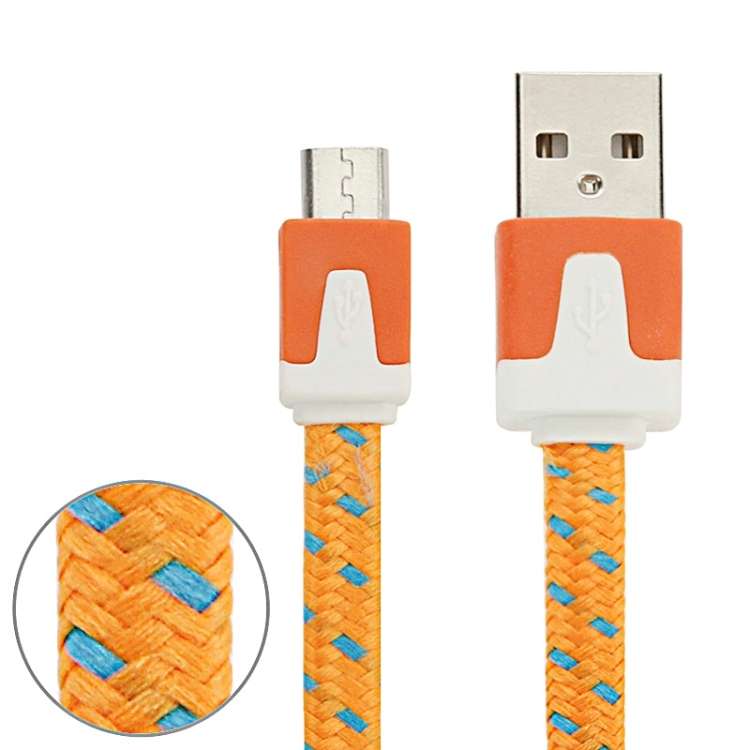 2m Woven Style Micro USB to USB Data / Charging Cable(Orange)